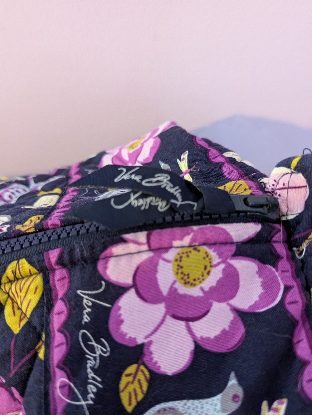 Vera Bradley Large Duffel Tote Floral Nightingale Purple Quilted Bag - Picture 10 of 10